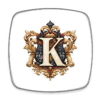 K Buchstabe Name Krone - Viereckiger Kühlschrankmagnet - Weiß - Vorne