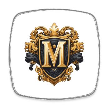 M Buchstabe Name Krone - Viereckiger Kühlschrankmagnet - Weiß - Vorne
