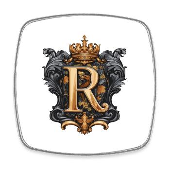 R Letter Name Crown - Square fridge magnet - white - Front