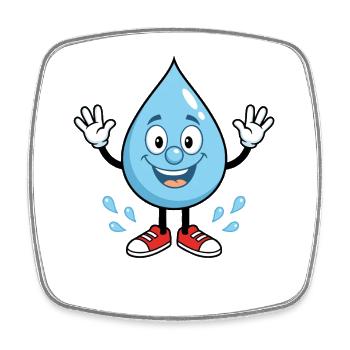 Fröhlicher Wassertropfen mit Sneakers - Viereckiger Kühlschrankmagnet - Weiß - Vorne