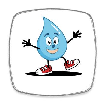 Ein lustiger Wassertropfen Gesicht in Turnschuhen - Viereckiger Kühlschrankmagnet - Weiß - Vorne