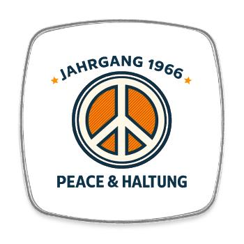 Jahrgang 1966 Peace & Haltung - Viereckiger Kühlschrankmagnet - Weiß - Vorne