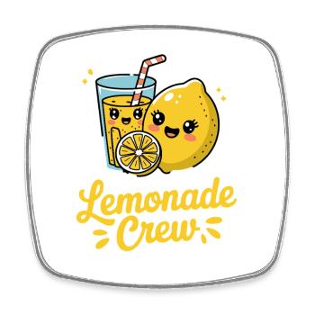 Lemonade Crew Funny Lemon Cartoon Illustration - Square fridge magnet - white - Front