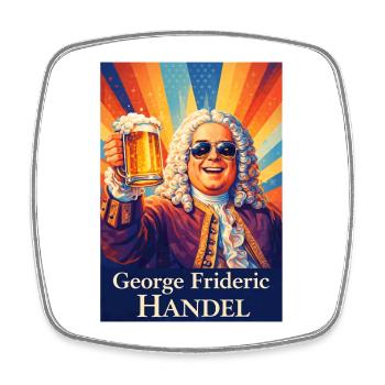 George Frideric Handel - Viereckiger Kühlschrankmagnet - Weiß - Vorne