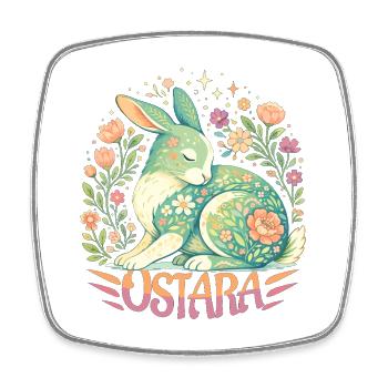 Bénédictions d’Ostara Joyeuses Pâques Lapin Ostara - Magnet carré - blanc - Devant