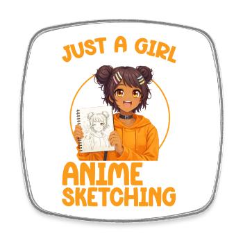 Just a girl who loves anime and draws otaku - Square fridge magnet - white - Front
