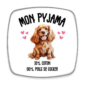 Funny Cocker Spaniel Dog Pajamas - Square fridge magnet - white - Front