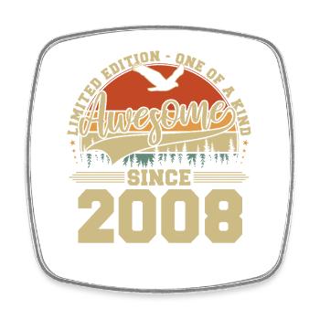 2008 Vintage Jahrgang Geburtstag Retro Geschenk - Viereckiger Kühlschrankmagnet - Weiß - Vorne