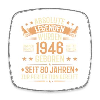 80th Birthday 1946 Legend Vintage Gift - Square fridge magnet - white - Front