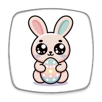 Osterhase Shirt – Süßer Hase mit Osterei - Viereckiger Kühlschrankmagnet - Weiß - Vorne