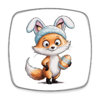Renard de la chemise de Pâques avec des oreilles de lapin de Pâques - Magnet carré - blanc - Devant