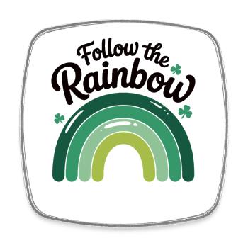 Follow the Rainbow St Patricks Day Shirt - Square fridge magnet - white - Front