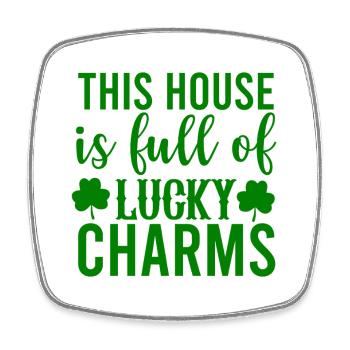 This House Is Full Of Lucky Charms - Viereckiger Kühlschrankmagnet - Weiß - Vorne