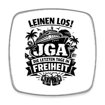Leinen Los! JGA auf hoher See - Viereckiger Kühlschrankmagnet - Weiß - Vorne