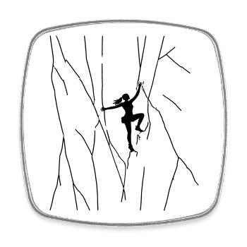 Girl climbs on rock outdoor bouldering free solo - Square fridge magnet - white - Front