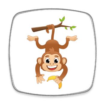 Funny Hanging Monkey With Banana Cartoon Graphic - Viereckiger Kühlschrankmagnet - Weiß - Vorne