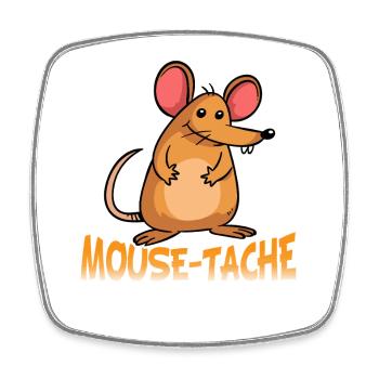 Mouse-Tache Funny Mouse Pun Cartoon Graphic - Viereckiger Kühlschrankmagnet - Weiß - Vorne