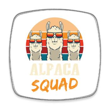 Alpaca Squad Funny Alpaca Sunglasses Design - Square fridge magnet - white - Front