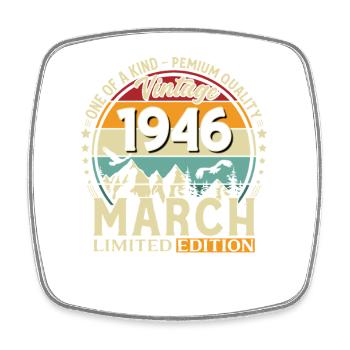 80ème anniversaire cadeau mari Vintage mars 1946 - Magnet carré - blanc - Devant
