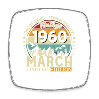 66e anniversaire cadeau de mari millésime mars 1960 - Magnet carré - blanc - Devant