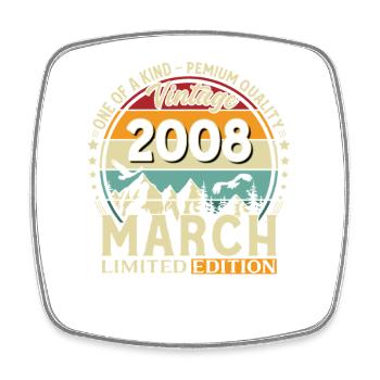 18. Geburtstag Geschenk Mann Vintage März 2008 - Viereckiger Kühlschrankmagnet - Weiß - Vorne