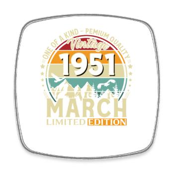 75. Geburtstag Geschenk Mann Vintage März 1951 - Viereckiger Kühlschrankmagnet - Weiß - Vorne