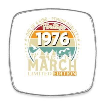 50th Birthday Gift Husband Vintage March 1976 - Square fridge magnet - white - Front