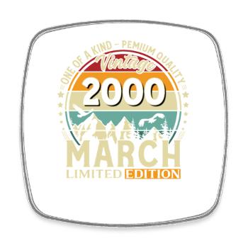 26. Geburtstag Geschenk Mann Vintage März 2000 - Viereckiger Kühlschrankmagnet - Weiß - Vorne