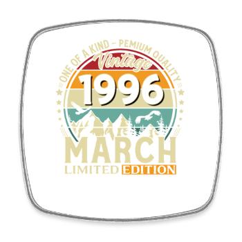 30. Geburtstag Geschenk Mann Vintage März 1996 - Viereckiger Kühlschrankmagnet - Weiß - Vorne