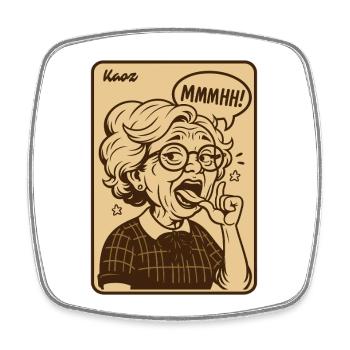 Vintage-Oma-Mmmhh-Ausdruck - Viereckiger Kühlschrankmagnet - Weiß - Vorne