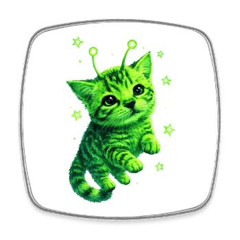 Alien Cat - Viereckiger Kühlschrankmagnet - Weiß - Vorne