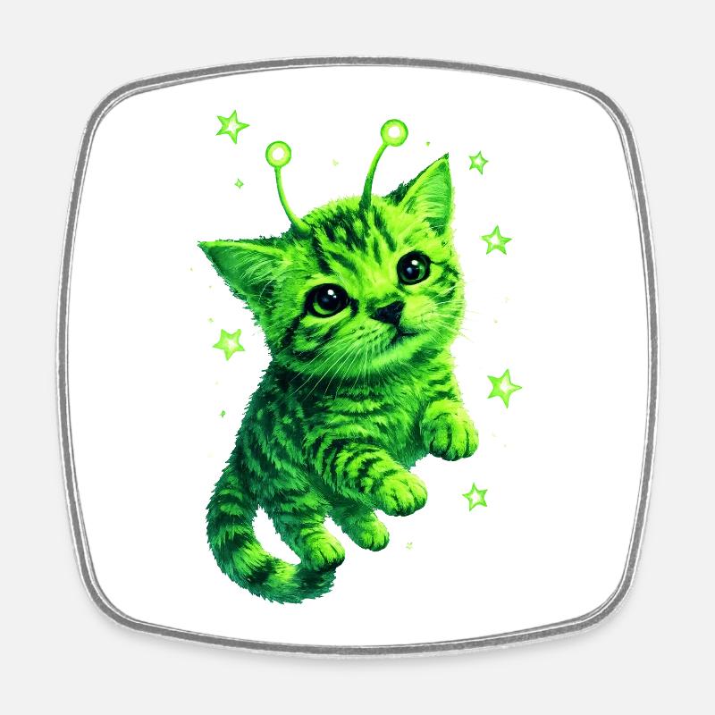 Alien Cat - Magnet carré - blanc