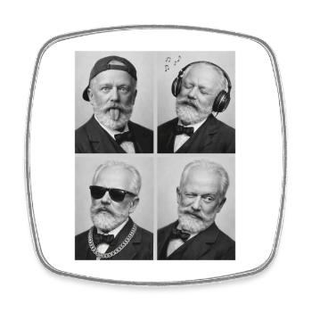 Pyotr Ilyich Tchaikovsky - Viereckiger Kühlschrankmagnet - Weiß - Vorne