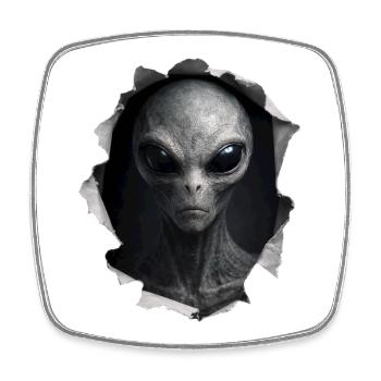 Alien Looking Out Of Shirt - Square fridge magnet - white - Front