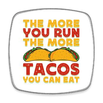 Running Run More Tacos Can Eat Marathon Runner - Square fridge magnet - white - Front