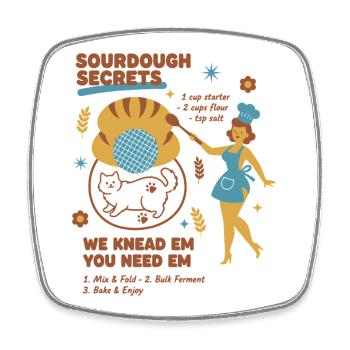 Sourdough Secrets Bread Baking Baker Sourdough - Square fridge magnet - white - Front