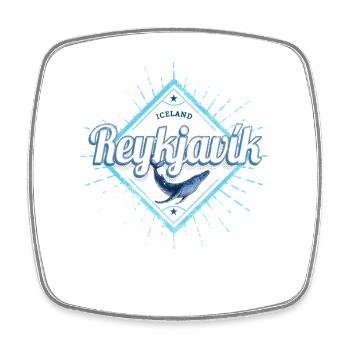 Reykjavík Hauptstadt von Island Retro Wal Souvenir - Viereckiger Kühlschrankmagnet - Weiß - Vorne