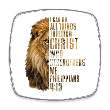 I Can Do All Things Christ Savior Lion Christian - Square fridge magnet - white - Front