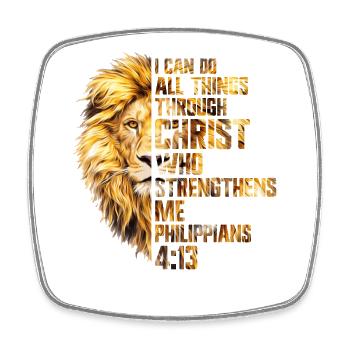 I Can Do All Things Christ Savior Lion Christian - Square fridge magnet - white - Front