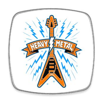 Heavy Metal Banner mit Gitarre - Viereckiger Kühlschrankmagnet - Weiß - Vorne