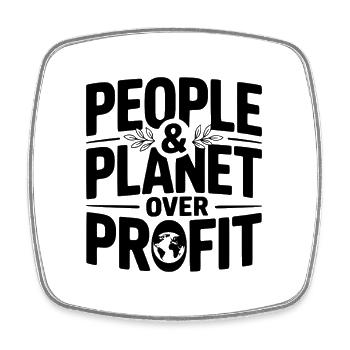 Menschen & Planet über Profit - Viereckiger Kühlschrankmagnet - Weiß - Vorne