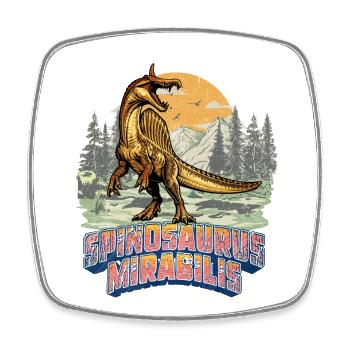Spinosaurus Mirabilis Retro Neuer Dinosaurier  - Viereckiger Kühlschrankmagnet - Weiß - Vorne