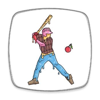 Baseball Baseballer Eiscreme Jungen Baseballspiele - Square fridge magnet - white - Front