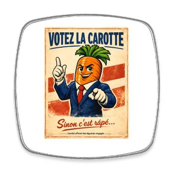 Vote the Carrot – Retro-Vintage-Politikhumor - Viereckiger Kühlschrankmagnet - Weiß - Vorne