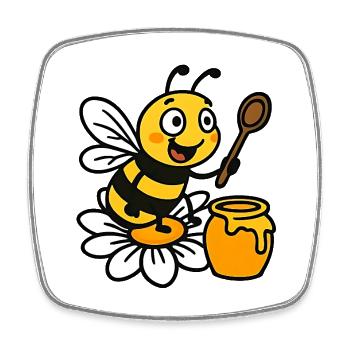 Abeille fabrique de miel sur une fleur - Magnet carré - blanc - Devant