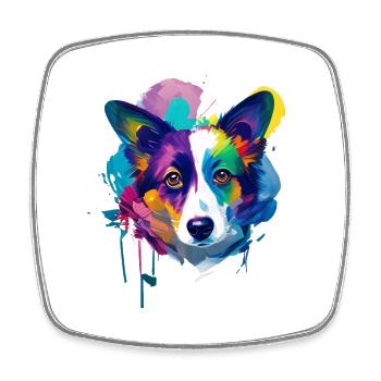 Cardigan Walisischer Corgi Lebendige Ölmalerei Kunst - Viereckiger Kühlschrankmagnet - Weiß - Vorne