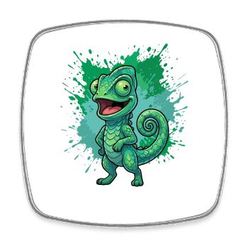 Green Chameleon Splash Background - Square fridge magnet - white - Front