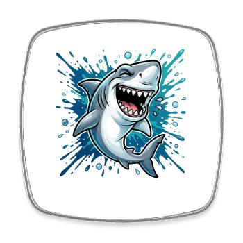 Fröhlicher Hai im Splash - Viereckiger Kühlschrankmagnet - Weiß - Vorne