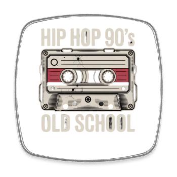 Hip Hop 90s Old School Cassette - Square fridge magnet - white - Front