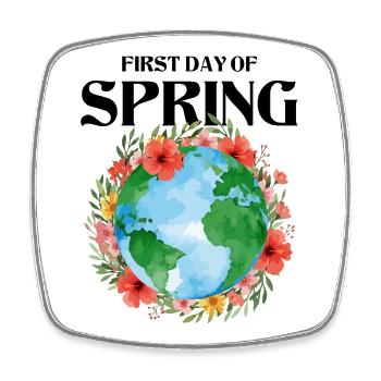 First Day Of Spring Equinox Happy Easter Ostara - Square fridge magnet - white - Front